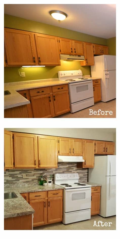 The white upper cabinets combined with the white subway tile keeps things feeling open and airy. MamaEatsClean: A Honey Oak Kitchen with White Appliances ...