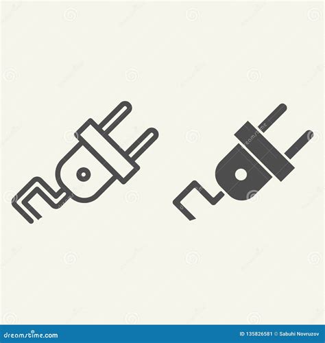 Power Plug Line And Glyph Icon Electricity Vector Illustration