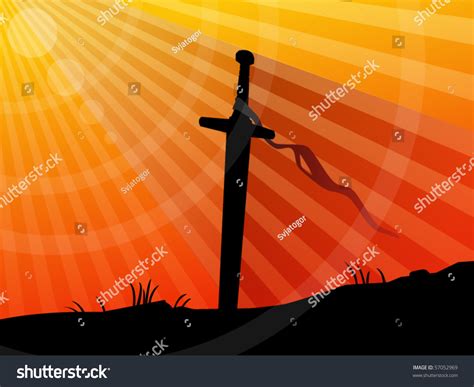 Background Sword In Sunset Stock Vector Illustration 57052969