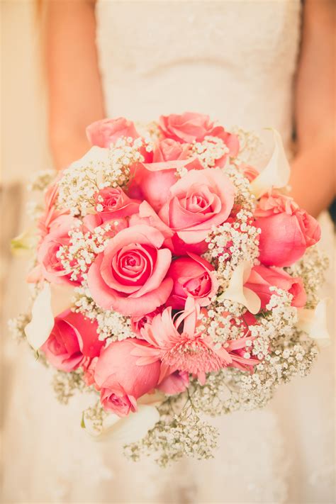 Pink Rose And Babys Breath Bouquet