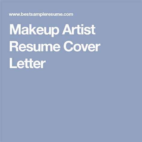 Makeup artist cover letter sample. Makeup Artist Resume Cover Letter | Makeup artist resume ...