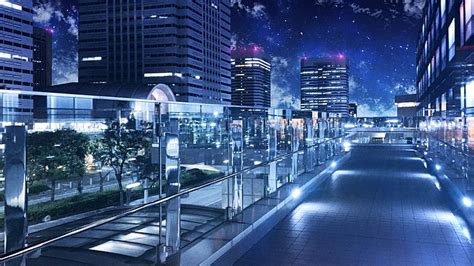 Hd Wallpaper Anime Original Building City Light Night Sky