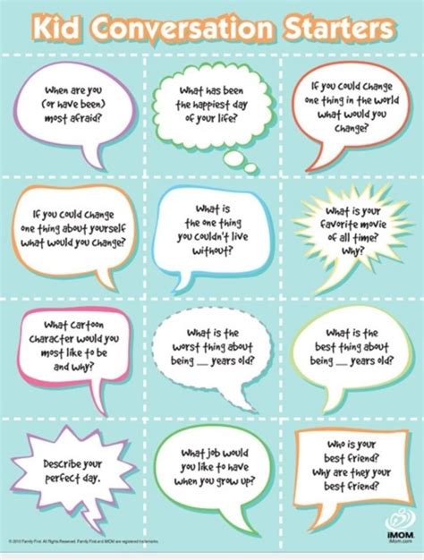 Kids Conversation Starters Conversation Starters For Kids Kids