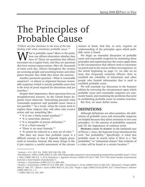 The Principles Of Probable Cause