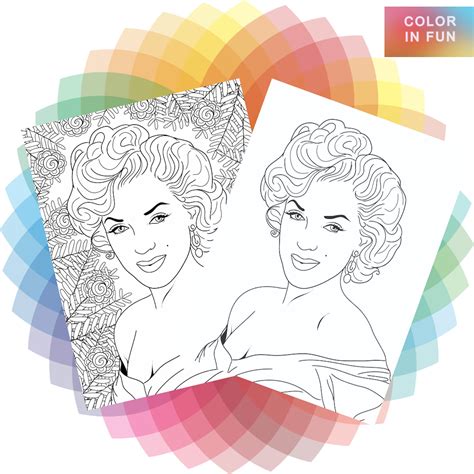 Marilyn Monroe Coloring Page Printable Colouring Page Adult Color Sheet