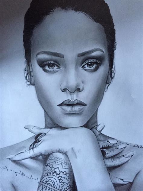 Rihanna Drawing Pencil Sketch Colorful Realistic Art Images