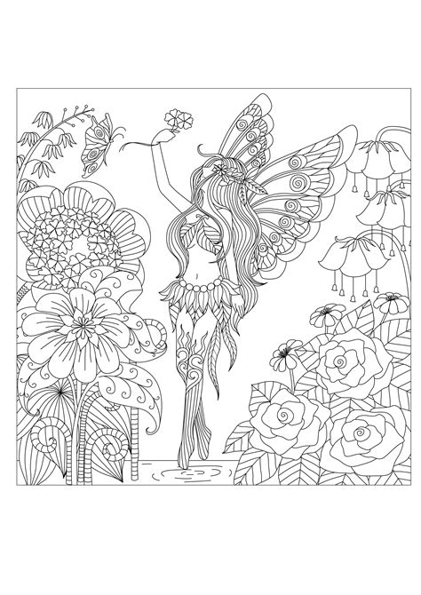 Flowers queen - Flowers Adult Coloring Pages