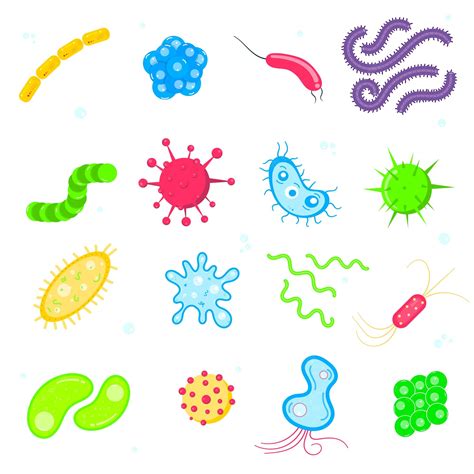 Ensemble Coloré De Germes Et De Virus De Micro Organismes Bactériens