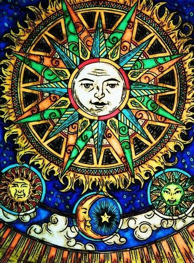 The Sun And Moon Are Depicted In This Stained Glass Art Piece Which Is