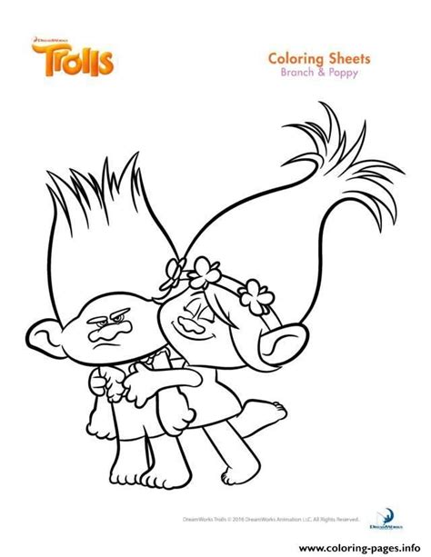 Branch is the over cautious paranoid survivalist in troll village who lives in fear of invasion from the bergens. Print branch and poppy trolls coloring pages | Poppy ...