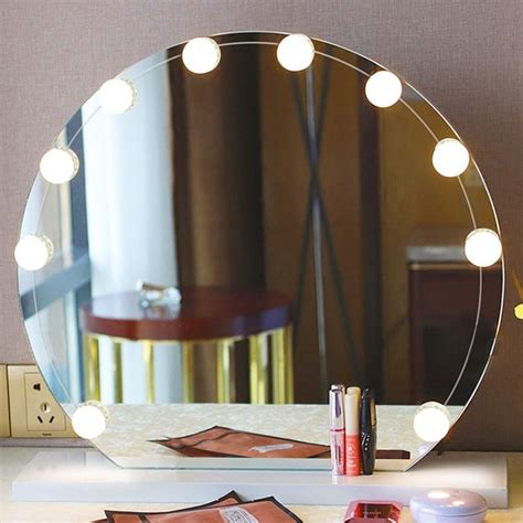 A vanity mirror with remote controlled vanity lights. 10/12 LED Bulb Vanity Makeup Mirror Cold Light LED Vanity ...
