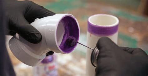 The surface of previously glued pvc pipe will be distorted and colored purple (because of the color of the glue). Cutting and Joining Plastic Pipe - Fine Homebuilding