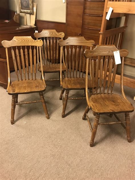 Set Of 4 Oak Dining Chairs Delmarva Furniture Consignment