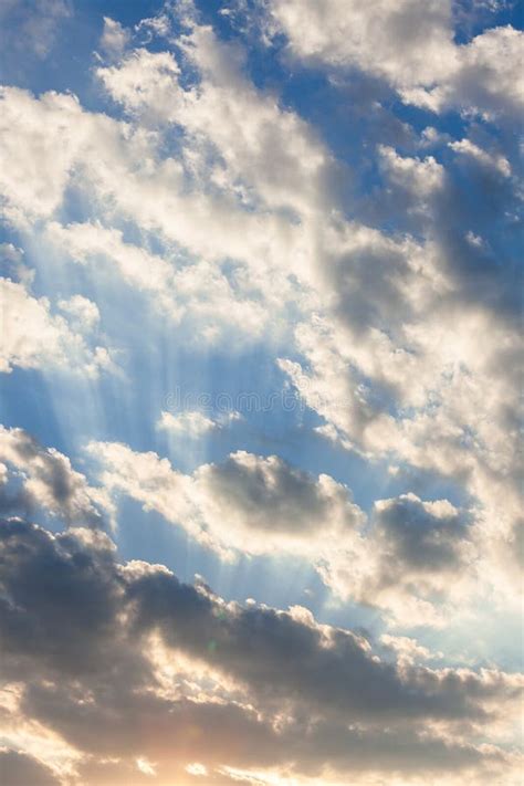 Clouds And Sunrays At Sunrise Stock Image Image Of Beautiful Sunbeam
