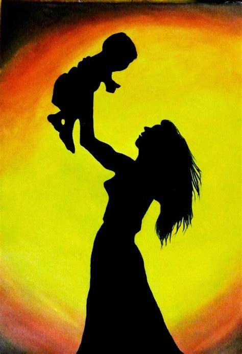 Mother Child Love Acrylic Painting Black Shadow Paintings Etsy