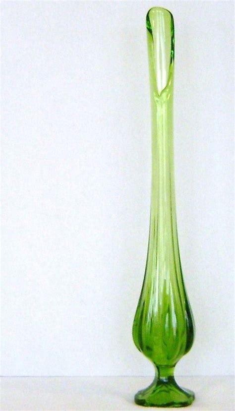 Vintage Olive Green Stretched Glass Vase Etsy Vase Glass Vase Vintage Home Decor