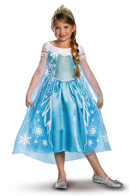 Frozen Elsa Deluxe Girl S Halloween Fancy Dress Costume For Child