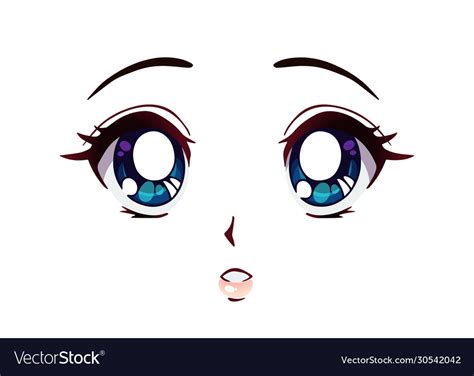 Surprised Anime Face Manga Style Big Blue Eyes Vector Image