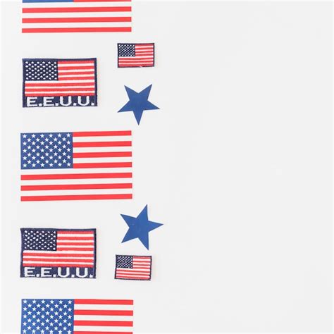 Free Photo Set Of American Flags On Light Background