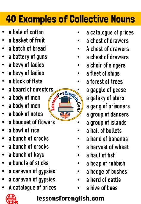 90 Examples Of Collective Nouns In English Lessons Fo