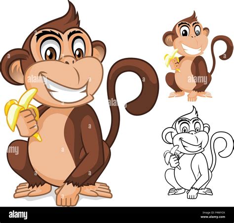 Banana Monkey Holding Personaje De Dibujos Animados Imagen Vector De Stock Alamy