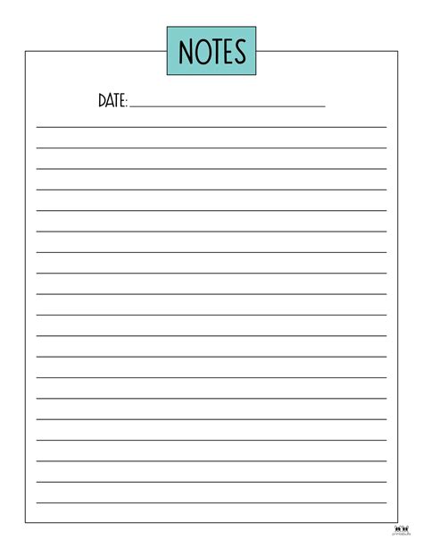 Note Pages And Templates 30 Free Printables Printabulls