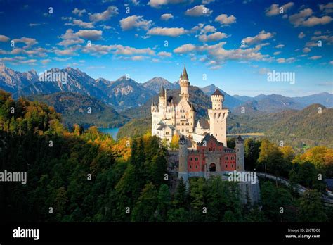 Famous Fairy Tale Castle In Bavaria Neuschwanstein Germany Morning