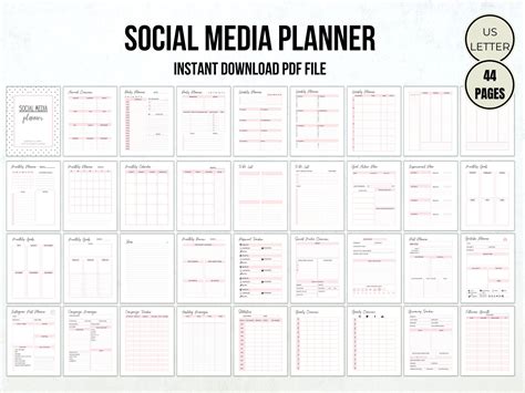 Social Media Planner Printable Facebook Tracker Instagram Etsy