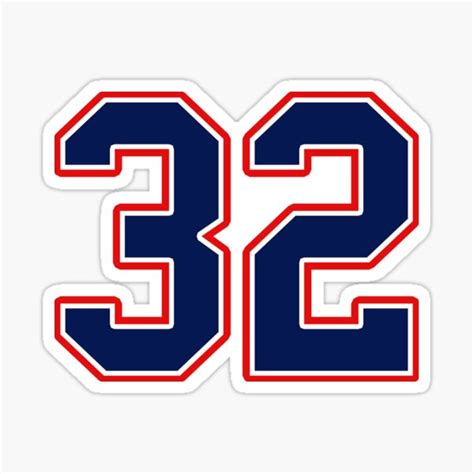 Number Thirty Two 32 Sports Jersey Sticker For Sale By Msbdesign