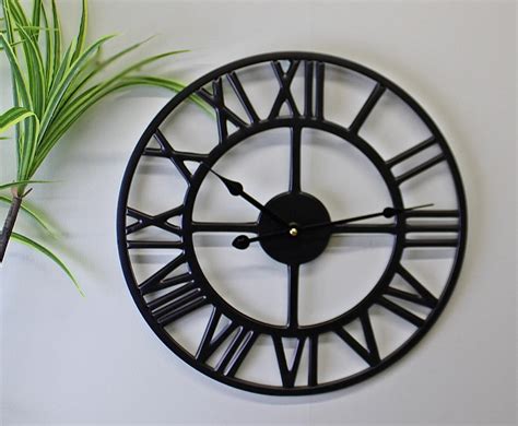 Black Skeleton Clock Wall Clock Extra Large Wall Clock Etsy