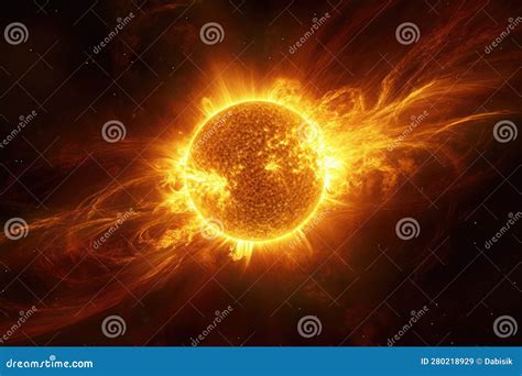Surface Of Sun With Prominences Solar Radiation Generative Ai Stock