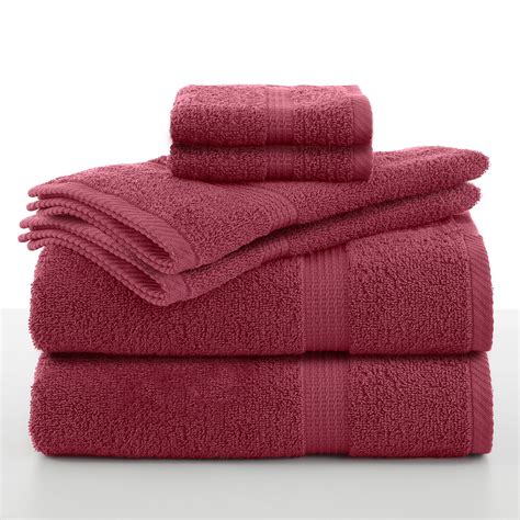 Utica Essentials 6 Piece Towel Set In Soft Red 2 Bath Towels 2 Hand