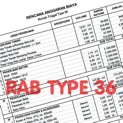 Rencana anggaran biaya type 45 a. Download Rab Rumah Type 36 Format Excel - Sekitar Rumah