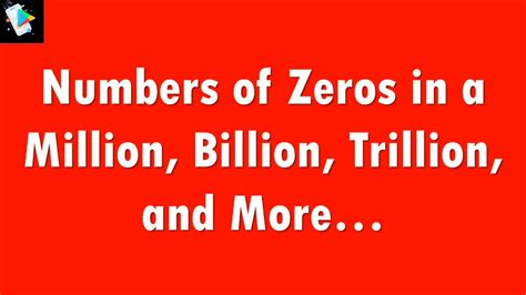 The digit zero (0) is important for counting large numbers. Number Of Zeros , Milion,bilion,trilion and More / How ...