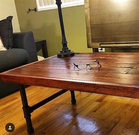 Pipe Coffee Table Made Of Reclaimed Wood