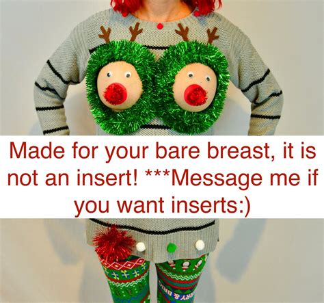 Sexy Ugly Christmas Sweater Not Plastic Boobs Cut Out See Etsy Canada