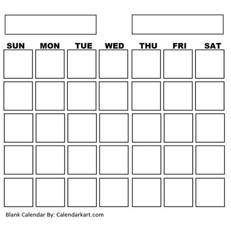 Free Printable Blank Calendar Templates Calendarkart