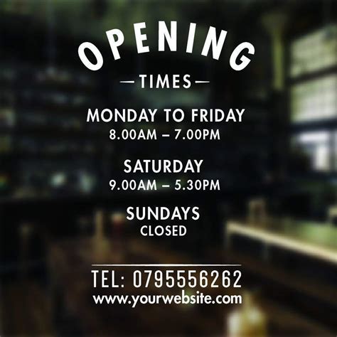 Buy Opening Hours Sign Opening Times Sign For Shop Window Sticker V5