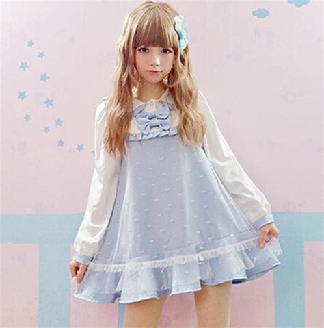 New Design 2015 Autumn Cute Kawaii Dresses Long Lantern Sleeve Doll