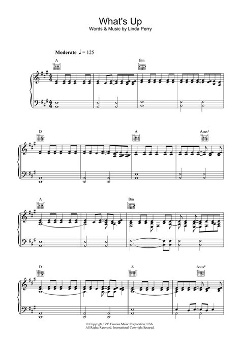 Whats Up Sheet Music 4 Non Blondes Piano Vocal And Guitar Chords