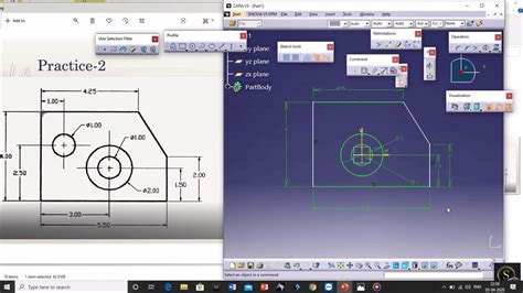 2practice How To Draw 2d Sketch In Catia Youtube