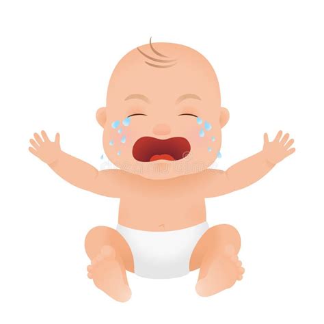 Cartoon Sitting And Crying Little Baby Boy Stock Vector Illustration