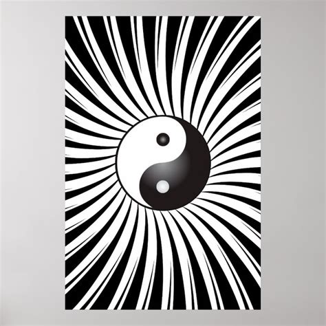 Trippy Poster Yin Yang Symbol And Spiral Design Poster Zazzle Ca