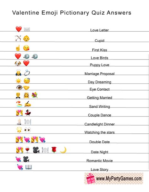 Free Printable Valentines Day Emoji Pictionary Quiz Emoji Valentines