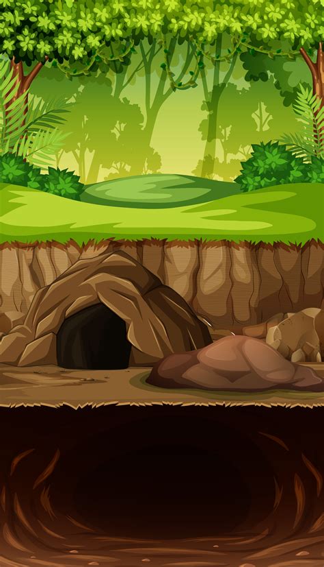 Underground Cave In Jungle 474769 Vector Art At Vecteezy