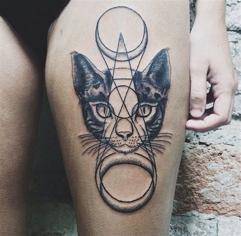 Beautiful Abstract Cat Tattoo Tatuajes