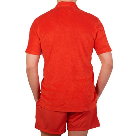 Fedeli Orange Cotton Towelling Polo Shirt Baltzar