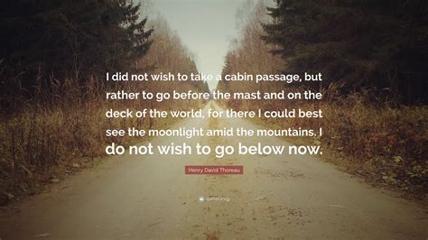 Henry David Thoreau Quote I Did Not Wish To Take A Cabin Passage But