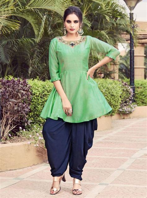 Sea Green Silk Dhoti Salwar Suit 148883 Kurti Designs Party Wear