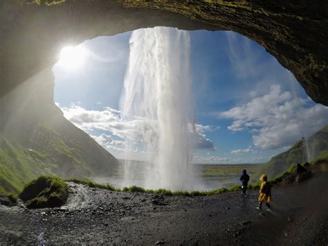 Behind Seljalandsfoss Waterfall In Iceland Gopro